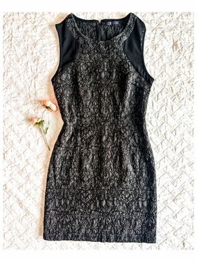 Love Culture Black Lace Sheath Mini Dress Mesh Panels XS/S Cocktail Party Dress